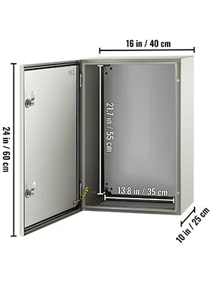 VEVOR SPT Gray 24"x16"x10", 1 Gang Hinged Carbon Steel Junction Electrical Box