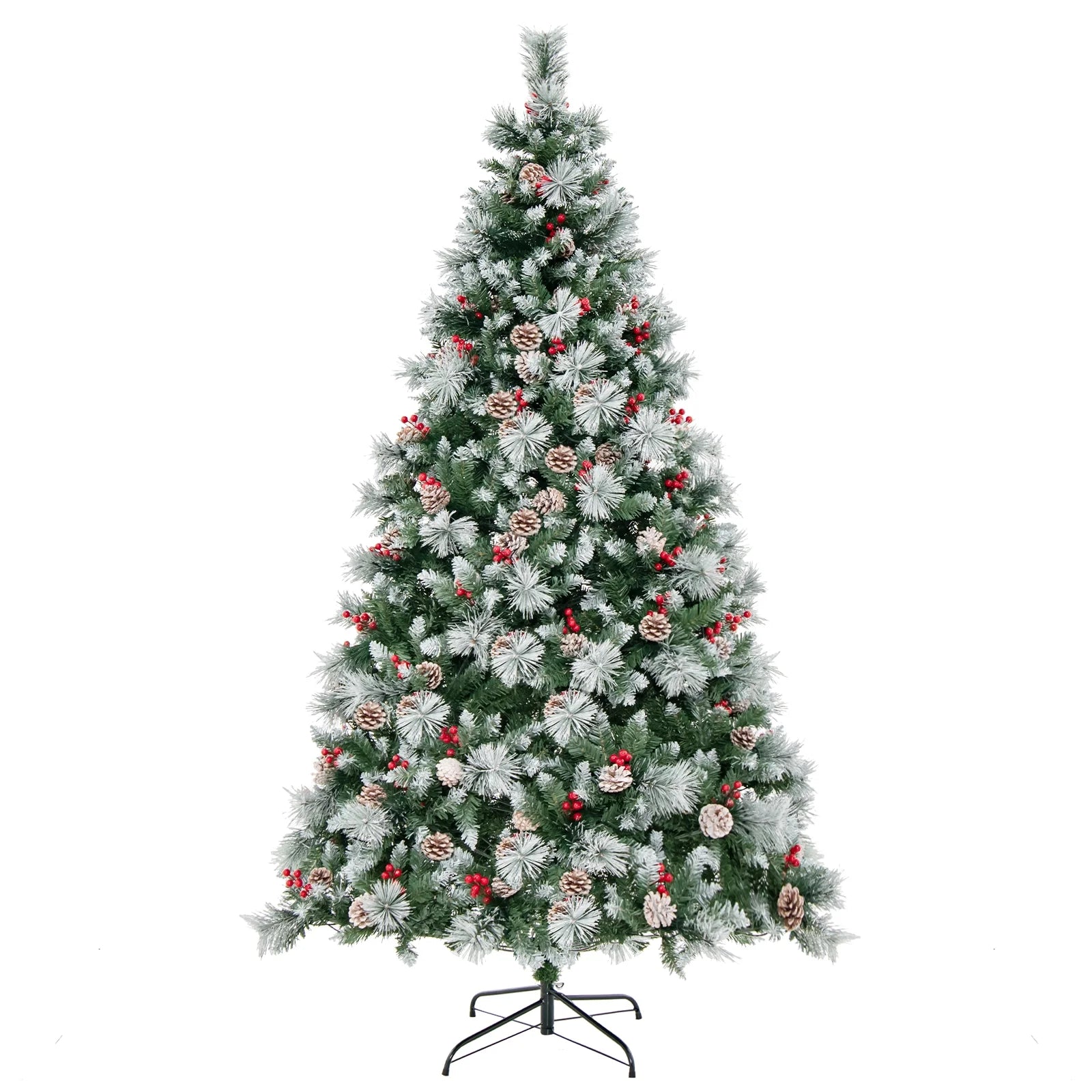 Costway 7 FT Pre-Lit Artificial Christmas Tree Hinged with Pine Needles 400 LED Lights