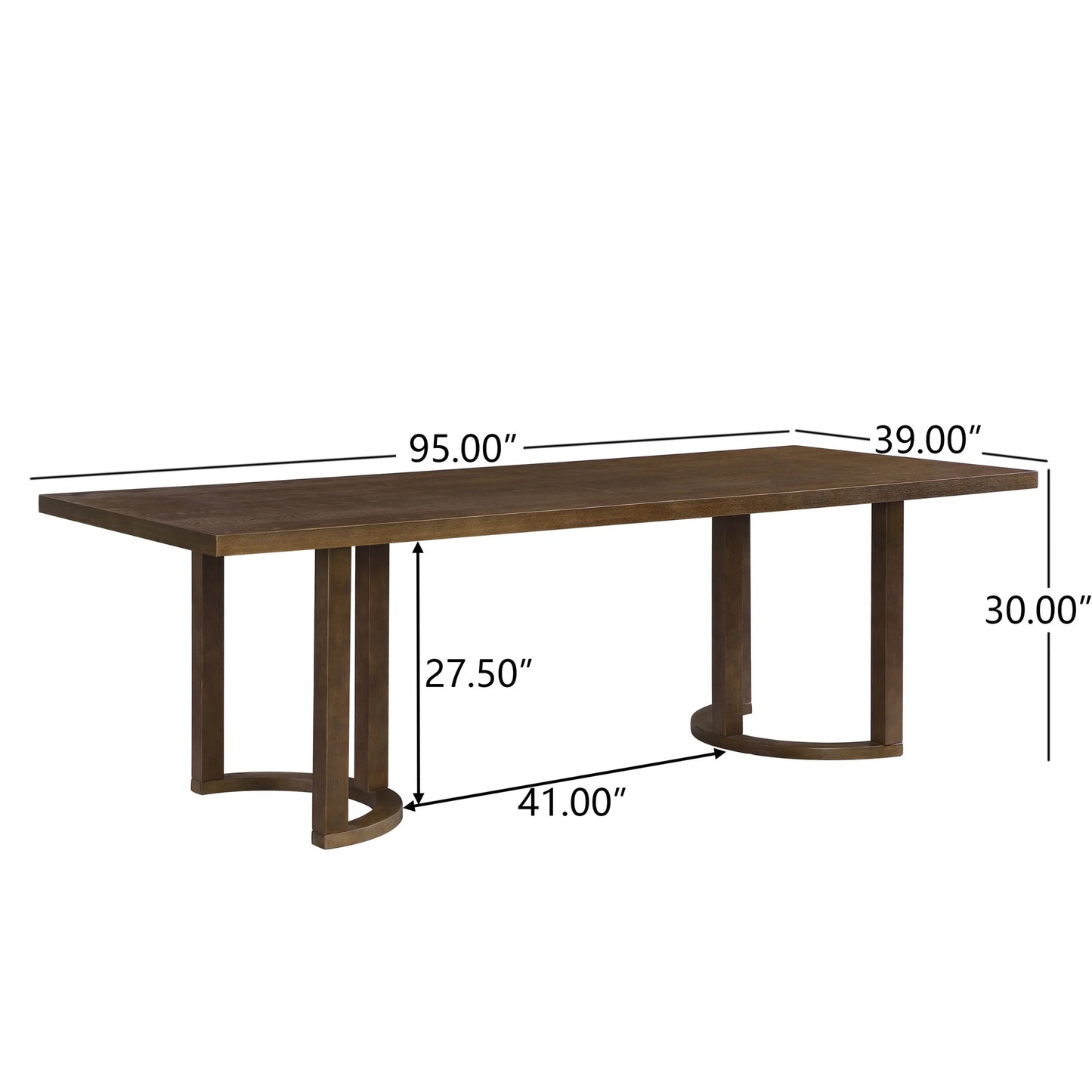 Christopher Knight Home 7-Piece Dining Set with 95" Wood Table, Curved Back Upholstered Armchairs, Walnut & Beige