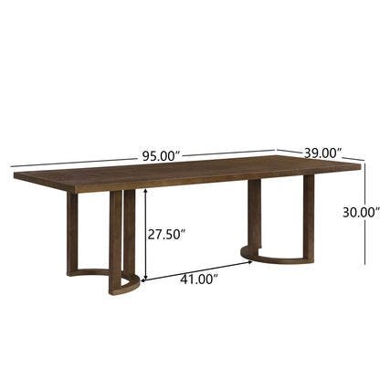 Christopher Knight Home 7-Piece Dining Set with 95" Wood Table, Open-Back Upholstered Armchairs, Walnut+Beige