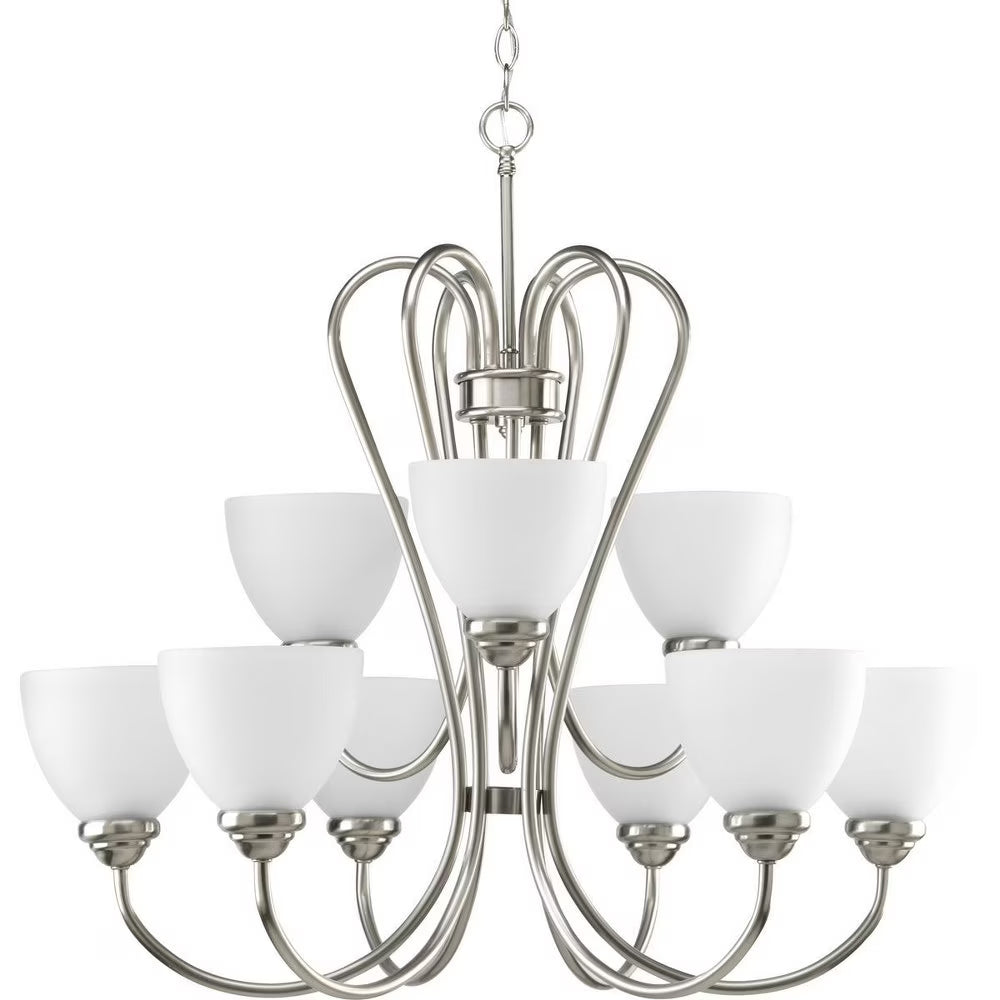 P4668-09-Progress Lighting-Heart - Chandeliers Light - 9 Light in Farmhouse style - 29.81 Inches wide by 27.75 Inches high-Brushed Nickel Finish