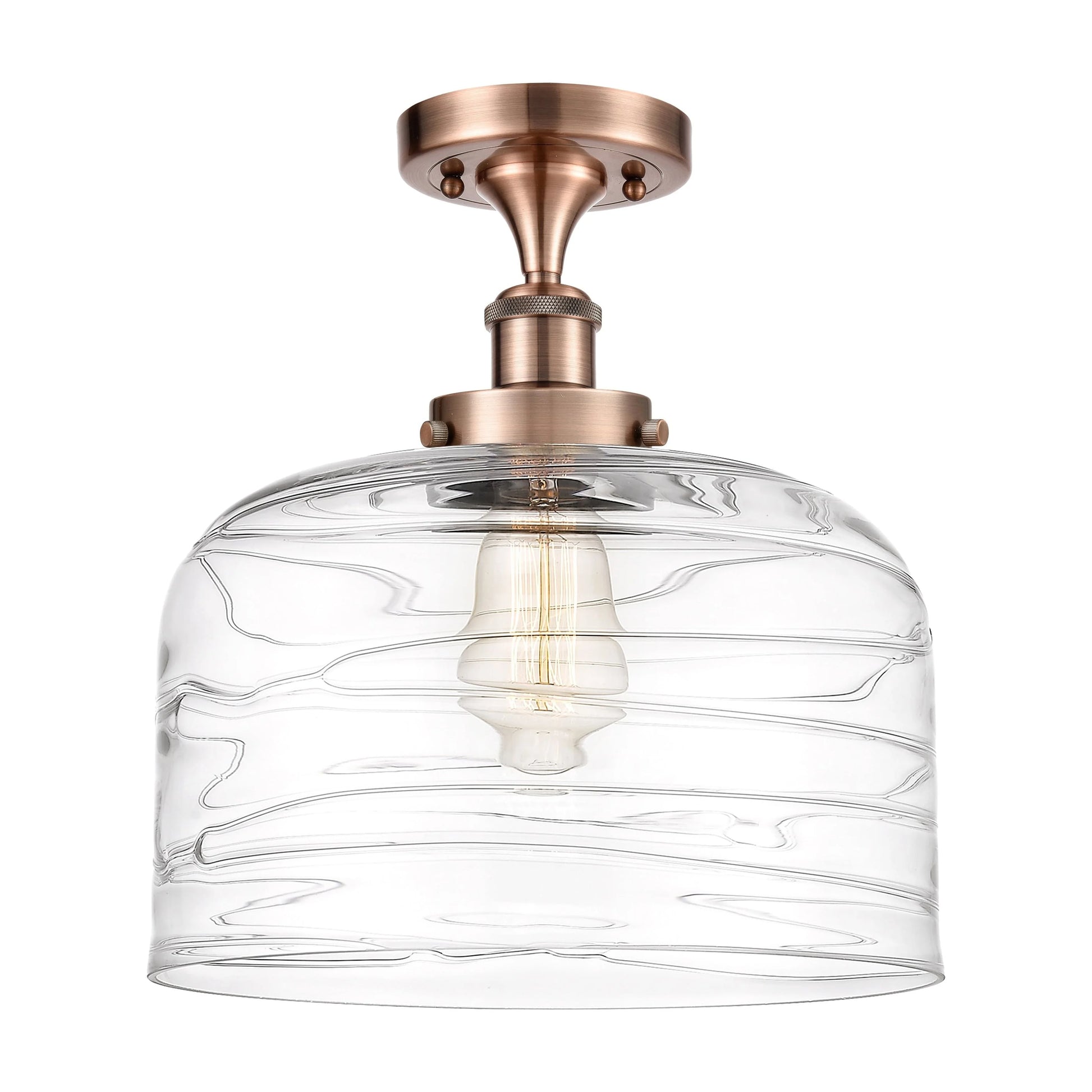 Innovations Lighting Ballston Urban Bell - 1 Light 12" Semi-Flush Mount Brushed Brass/Matte White