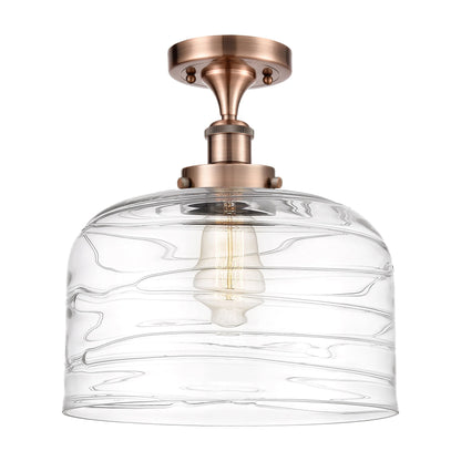 Innovations Lighting Ballston Urban Bell - 1 Light 12" Semi-Flush Mount Brushed Brass/Matte White
