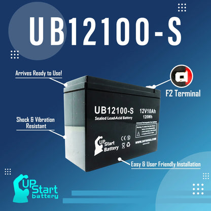 2 Pack 12V 10Ah Battery Replacement for Neuton Mowers CE5 Lawn Mower, Razor E300, MX350 Scooter - UB12100-S Sealed Lead Acid Battery (AGM, SLA)