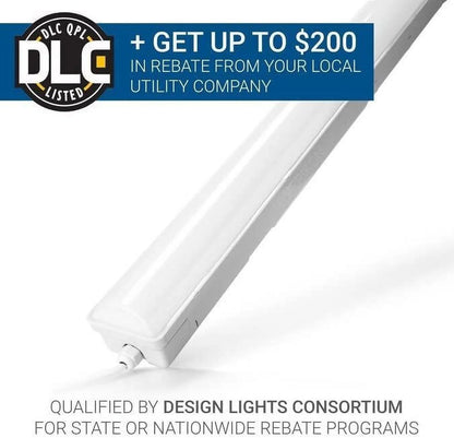 Hyperikon LED Vapor Proof Fixture, 40W=100W, Garage Lighting, Frosted Lens, UL, DLC, Daylight White, 4 Pack