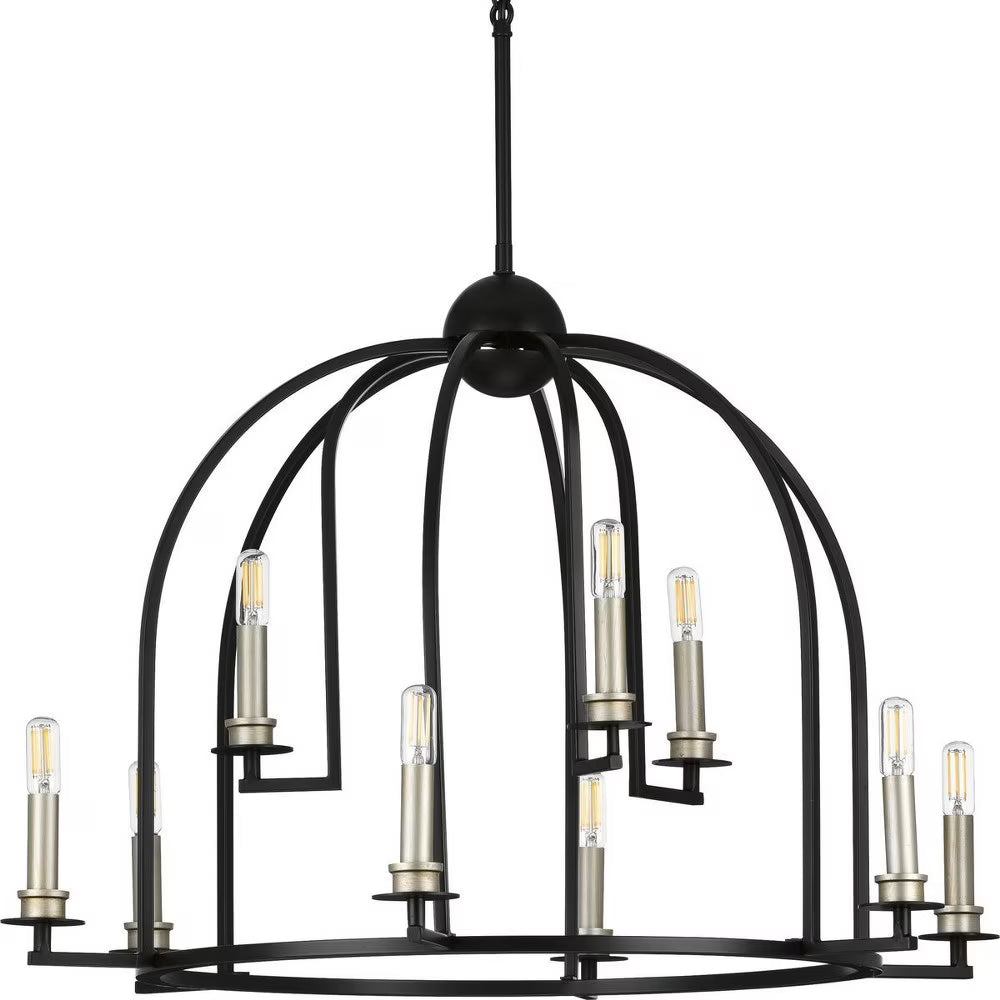 P400187-031-Progress Lighting-Seneca - Chandeliers Light - 9 Light in Farmhouse style - 30 Inches wide by 20.88 Inches high-Black Finish