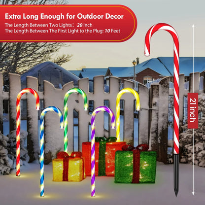 Christmas Pathway Lights Outdoor 21" 10 Pack 8 Lighting Modes Flickering Pathway Christmas Marker Lights Outdoor Waterproof Christmas Lighting Decoration Light