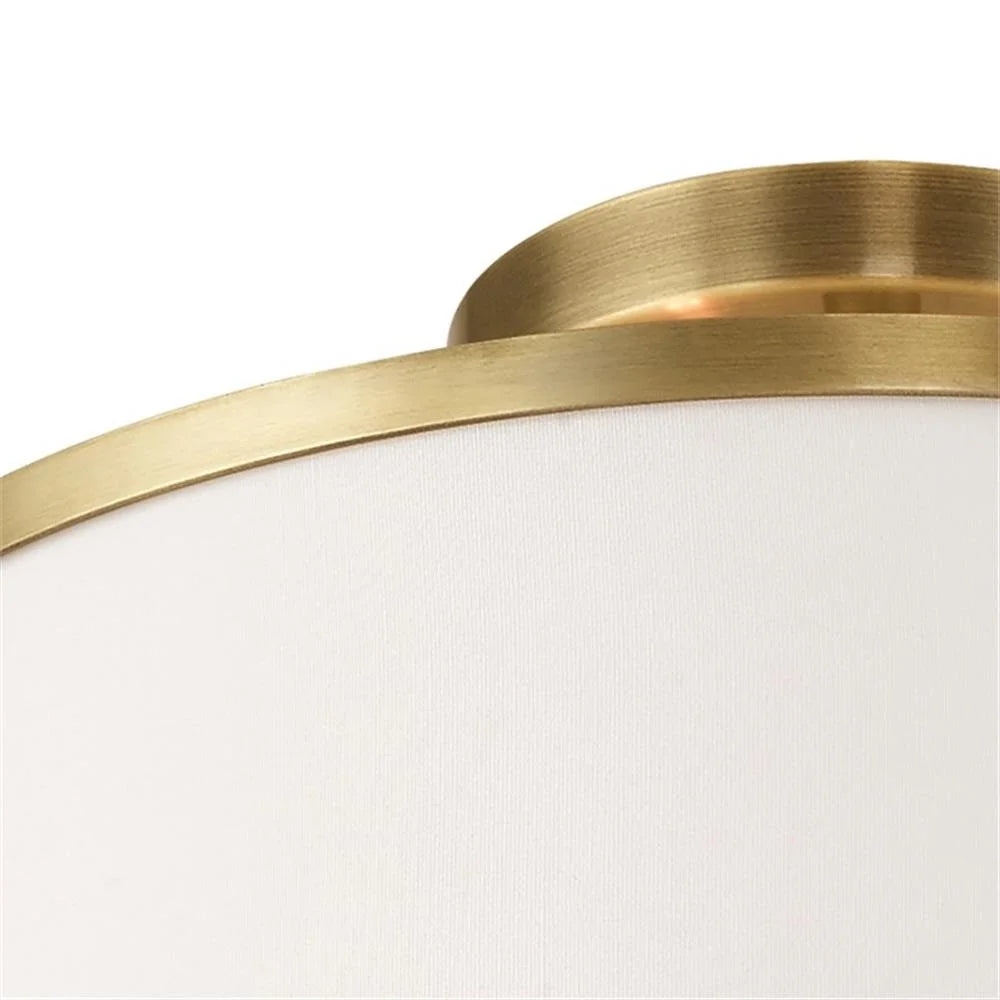 Livex Lighting Park Ridge 2-Light Metal & Fabric Ceiling Mount in Antique Brass