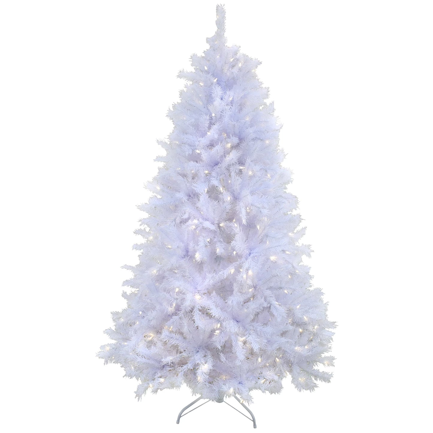 6.5 ft. Pre-Lit Artificial Millville Christmas Tree, White, 400 Warm White LED Lights, PowerConnect System, Includes Stand