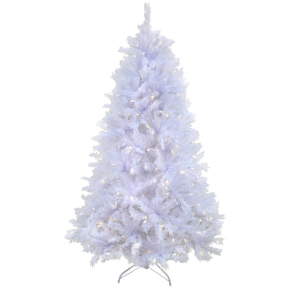 6.5 ft. Pre-Lit Artificial Millville Christmas Tree, White, 400 Warm White LED Lights, PowerConnect System, Includes Stand