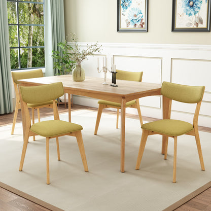 Christopher Knight Home Mid-Century 5-Piece Dining Set with Rectangular Table and 4 Green Tea Upholstered Chairs