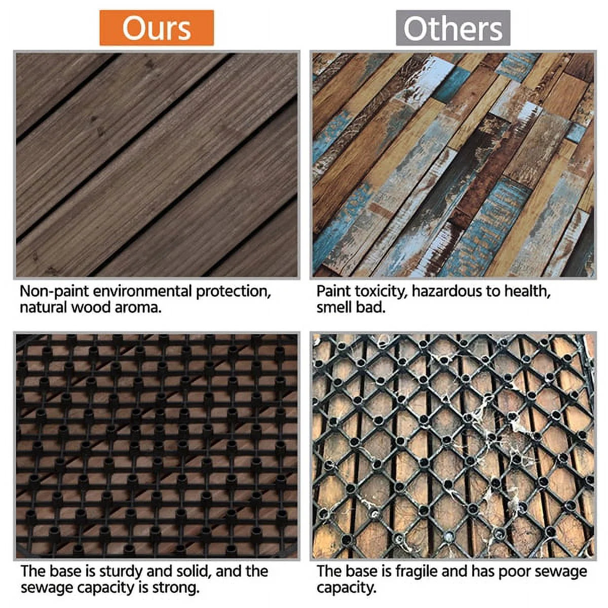 Renwick 12" x 12" Square Wooden Floor Tiles, 27 Pieces, Natural Wood