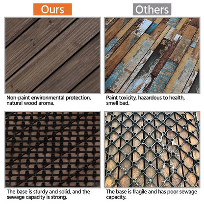 Renwick 12" x 12" Square Wooden Floor Tiles, 27 Pieces, Natural Wood