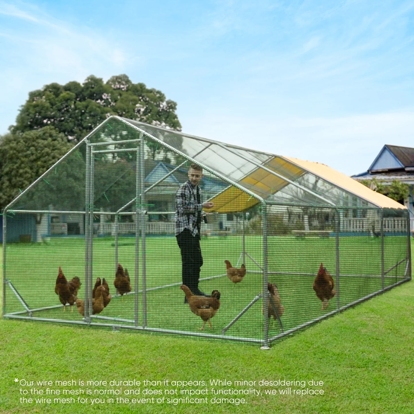 Quictent Premium Large Metal Chicken Coop Run Upgraded with Galvanized Hardware Cloth & 1.26" Reinforced Metal Tube, Walk-in Poultry Cage for Outdoor Yard Farm, 19.7x9.8x6.6FT