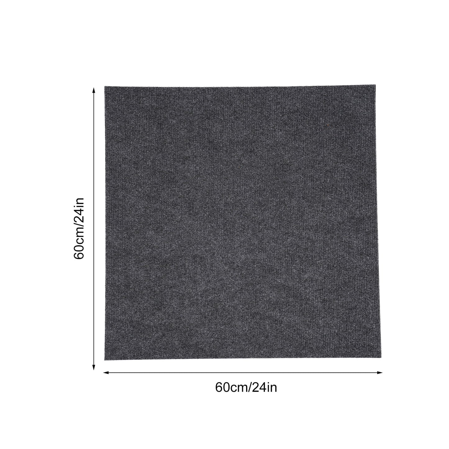 Dark Grey Carpet Tiles 24x24in, Low-Maintenance Polyester Fiber, Self-Adhesive 15-Pcs Set with Effortless Cleaning, Suitable for Hotels & Warehouses