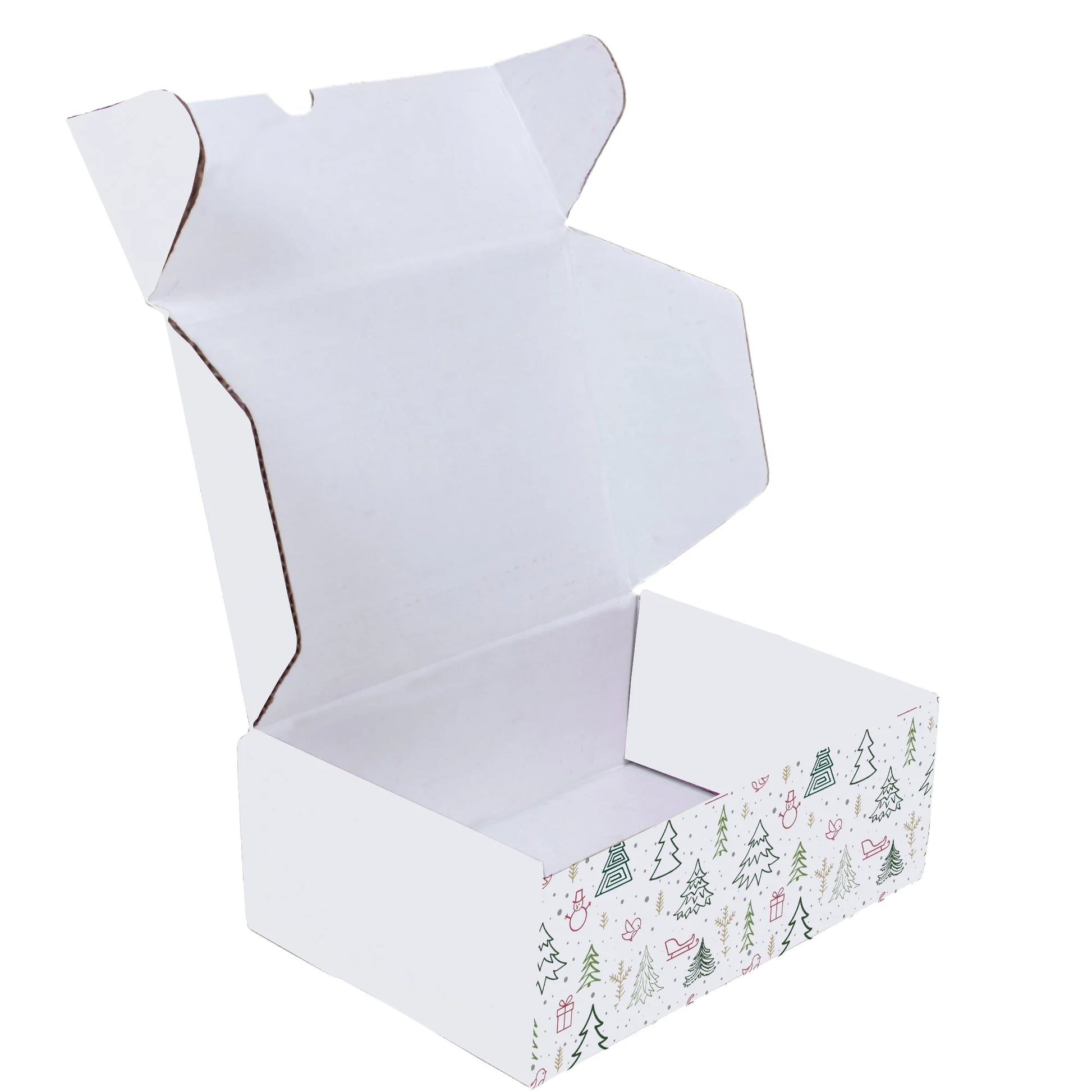 Ucanpack Made In USA 1/8? Thick Christmas Mailer Box 50 Pcs, White X-Mas Forest Theme Cute Boxes For Small Business, Tuck Top Mailer Boxes, 10x5x5" Literature Mailer, Moving Carton