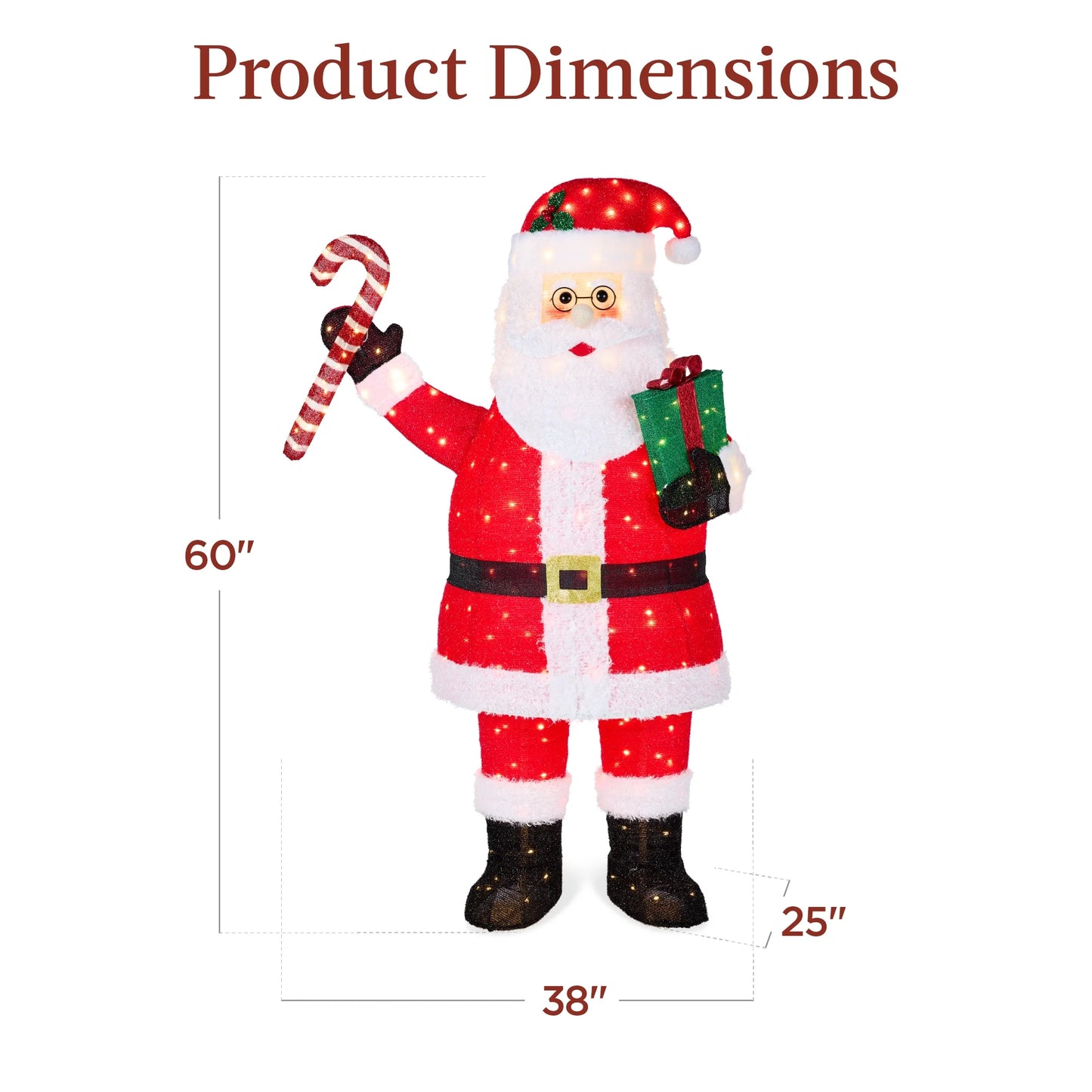Best Choice Products 5ft Lighted Pop-Up Santa Claus, Outdoor Christmas Holiday Decoration w/250 LED Lights, Hat, Gift