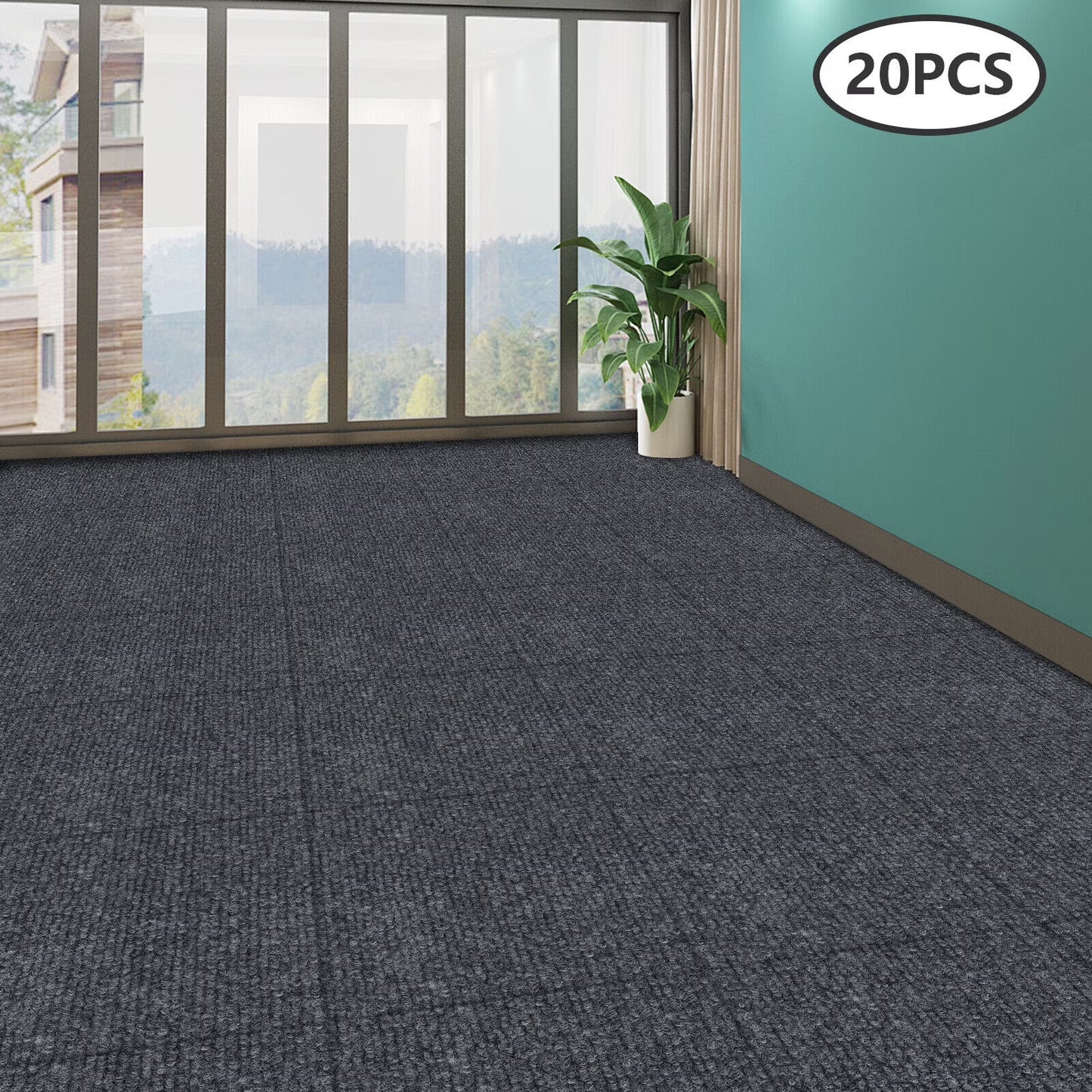 Miumaeov 50*50cm Modern Square Carpet Rug Floor Carpet Adsorption Type Self-adhesive Carpet 20 Pcs Grey