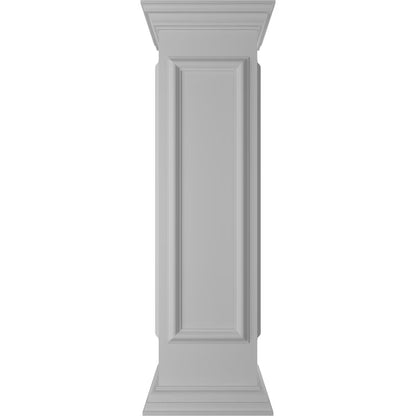 Ekena Millwork 8"W x 40"H End Newel Post with Panel, Flat Capital & Base Trim (Installation kit included)