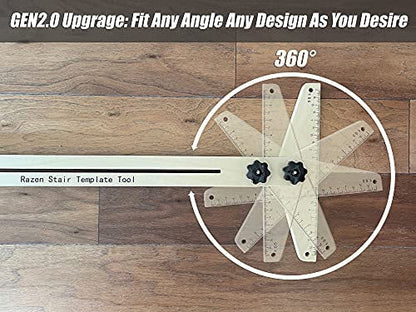 Stair Tread Template Tool Gen3.0, Wood Stair Jig for Measuring Shelf, Laminate Treads and Risers, Adjustable Stair Gauge from 30.25" to 49.25", Upgraded Screw Tightening