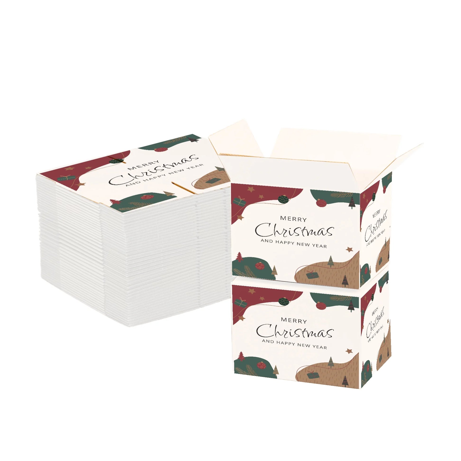 Ucanpack Christmas Boxes 12x12x3 inch - 50 Pack Abstract Xmas Printed Christmas Box Bulk - Holiday Shipping Box Made in USA Christmas Packaging Small Business