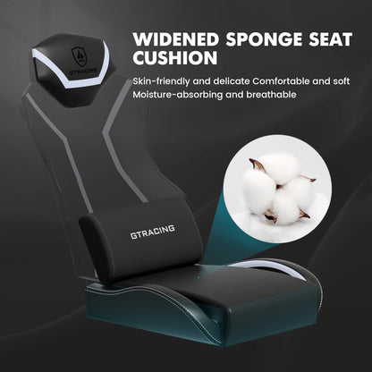 GTRACING LUFT-600 Gaming Chair with Bluetooth Speakers and LED Lighting, White