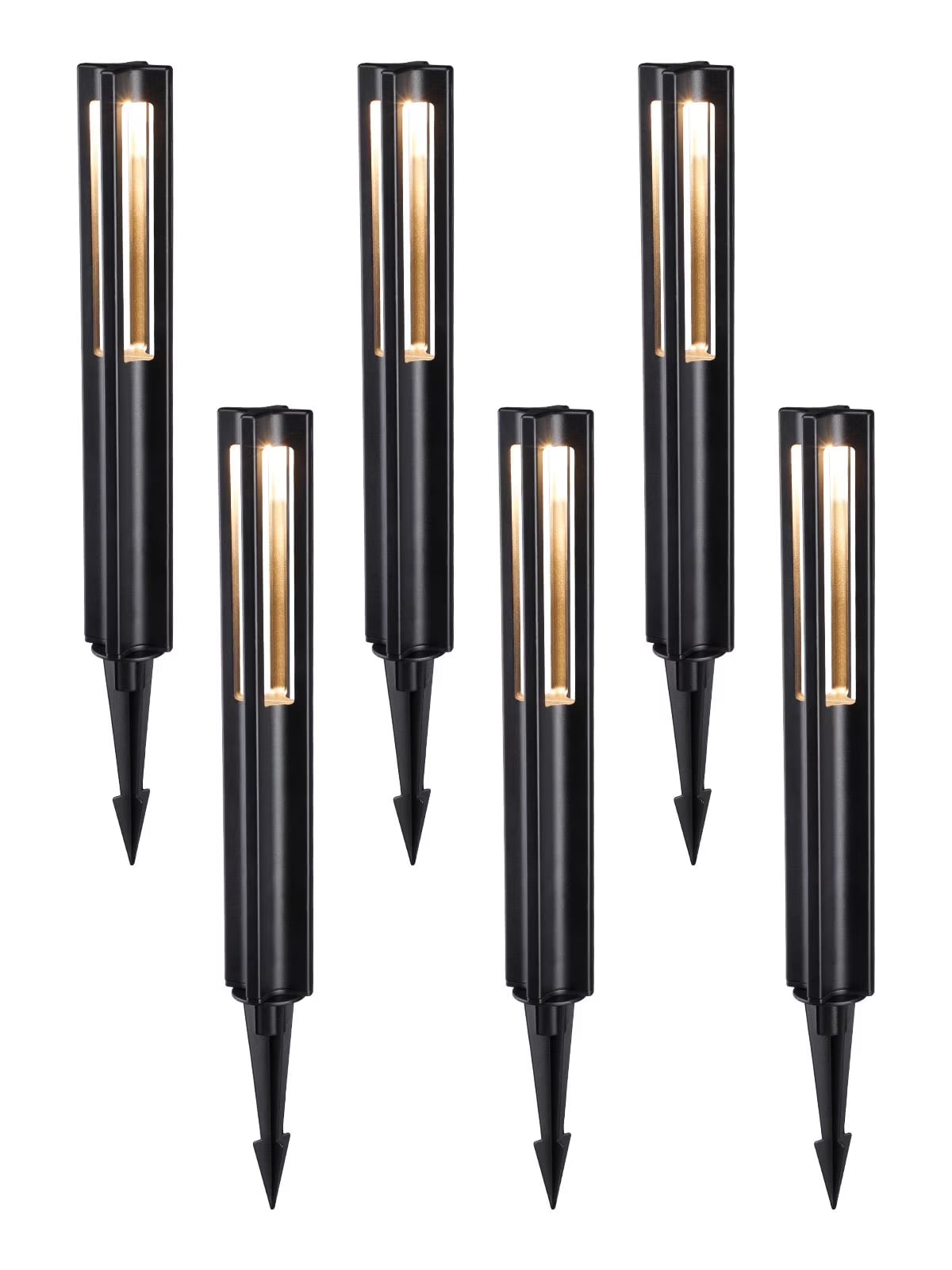 6 Pack LED Pathway Lights, 12-24V AC/DC Low Voltage Landscape Lighting , IP65, ETL Listed, Aluminum, 3000K Warm White, Black Finish