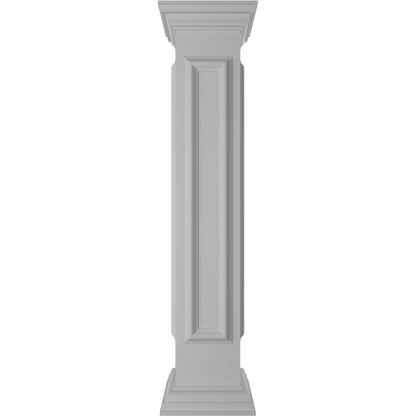 Ekena Millwork 8"W x 40"H End Newel Post with Panel, Flat Capital & Base Trim (Installation kit included)