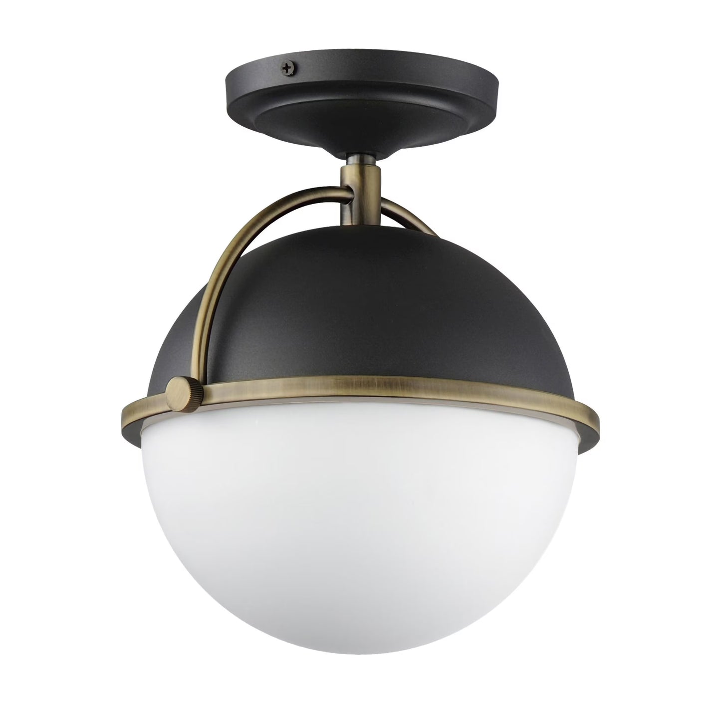 12410SWSNSBR-Maxim Lighting-Duke - 1 Light Semi-Flush Mount-10.75 Inches Tall and 9.5 Inches Wide-Satin Nickel/Satin Brass Finish