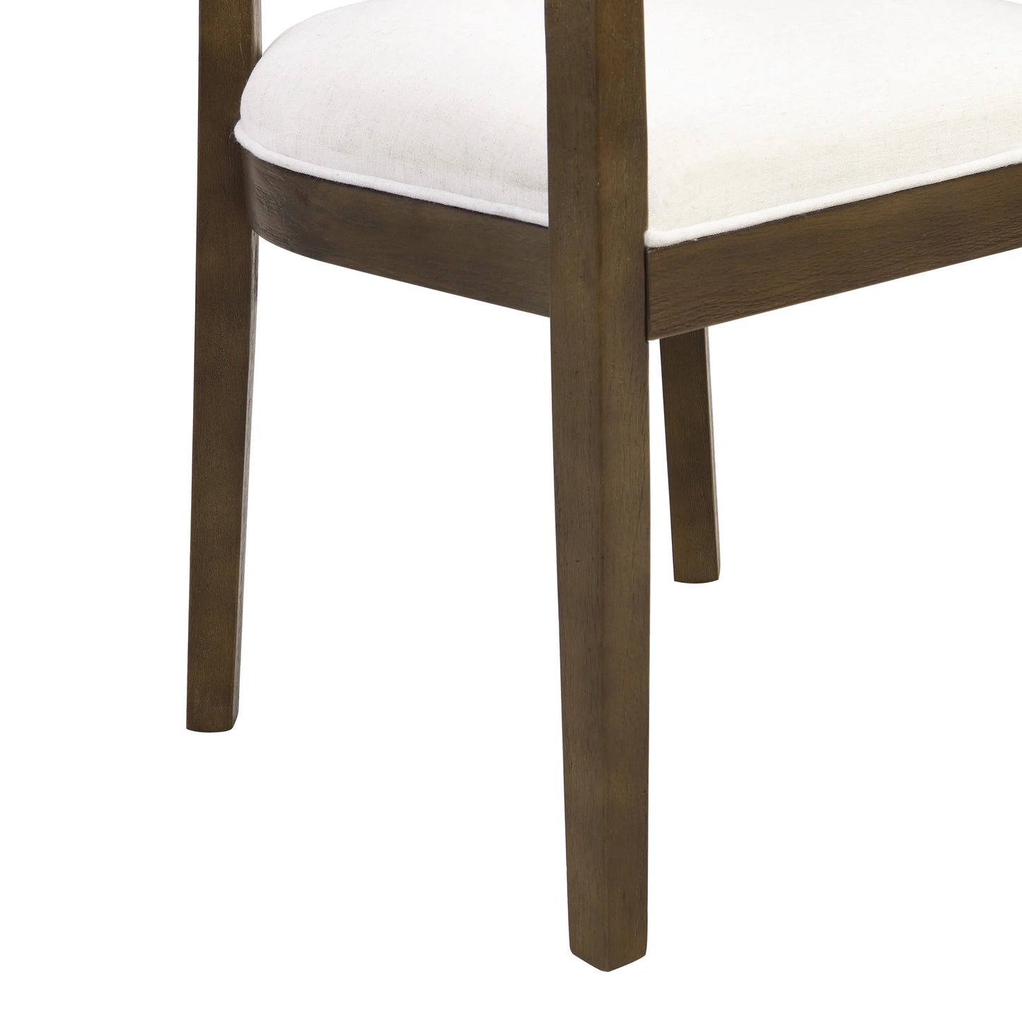 Christopher Knight Home 7-Piece Dining Set with 95" Wood Table, Open-Back Upholstered Armchairs, Walnut+Beige