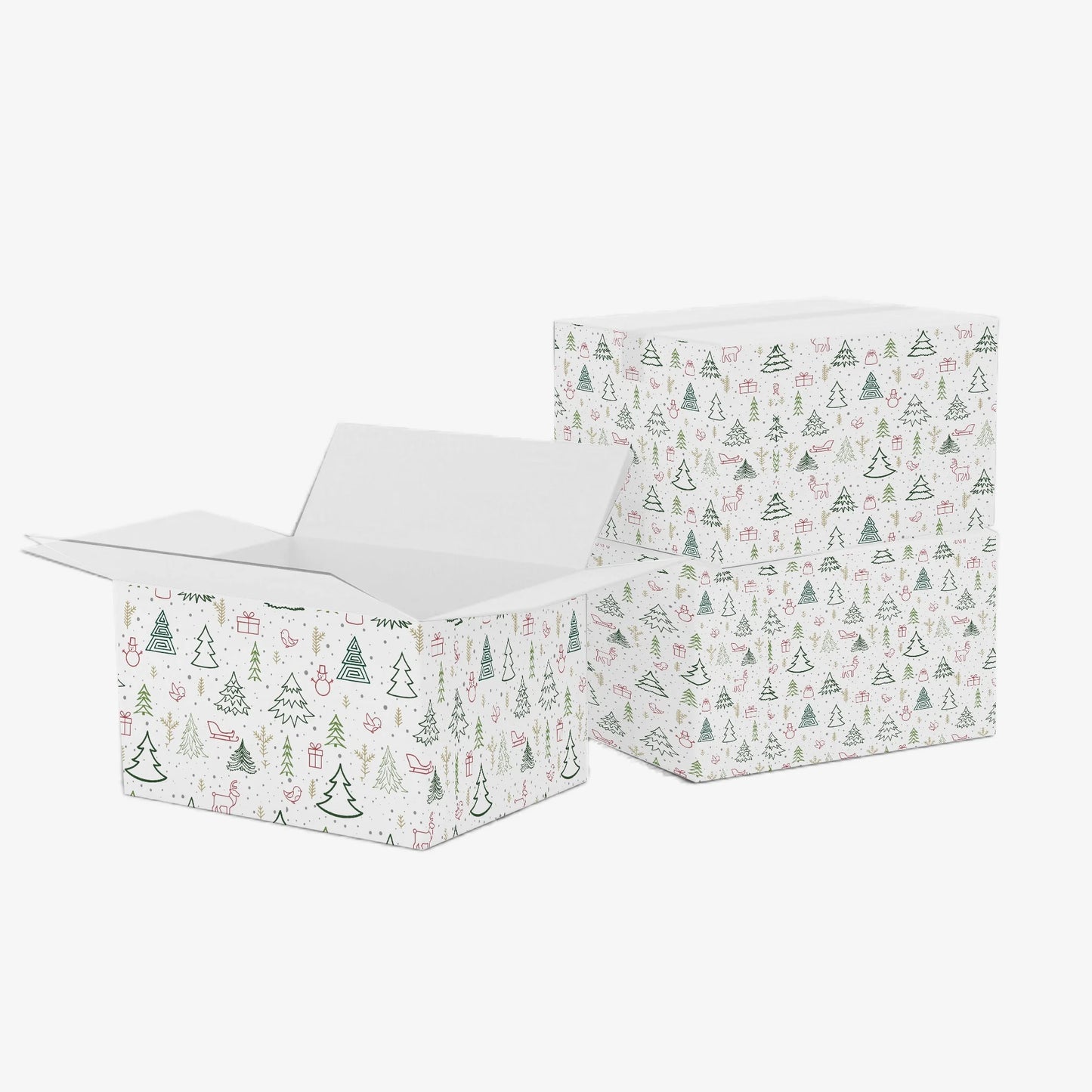 Ucanpack Christmas Boxes 8x8x4 inch - 100 Pack Winter Forest Printed Christmas Box Bulk - Holiday Shipping Box Made in USA Christmas Packaging Small Business