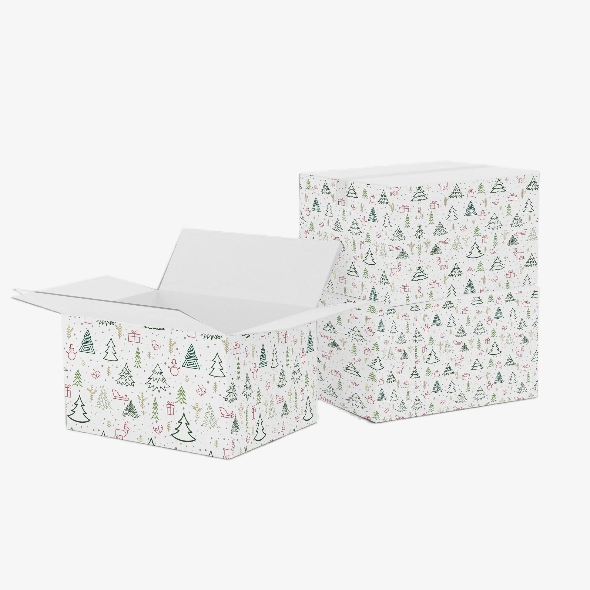 Ucanpack Christmas Boxes 8x8x4 inch - 100 Pack Winter Forest Printed Christmas Box Bulk - Holiday Shipping Box Made in USA Christmas Packaging Small Business