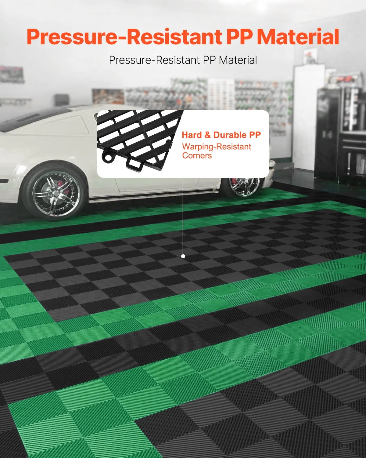 KFFKFF Drainage Floor Mat Set, 12? x 12? Modular Interlocking Padding, Set of 55 Connectable Drainage Mats, Slip-Resistant Black PP Drainage Floor and Bath Mat, Suitable for Garage, Garden