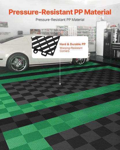 KFFKFF Drainage Floor Mat Set, 12? x 12? Modular Interlocking Padding, Set of 55 Connectable Drainage Mats, Slip-Resistant Black PP Drainage Floor and Bath Mat, Suitable for Garage, Garden