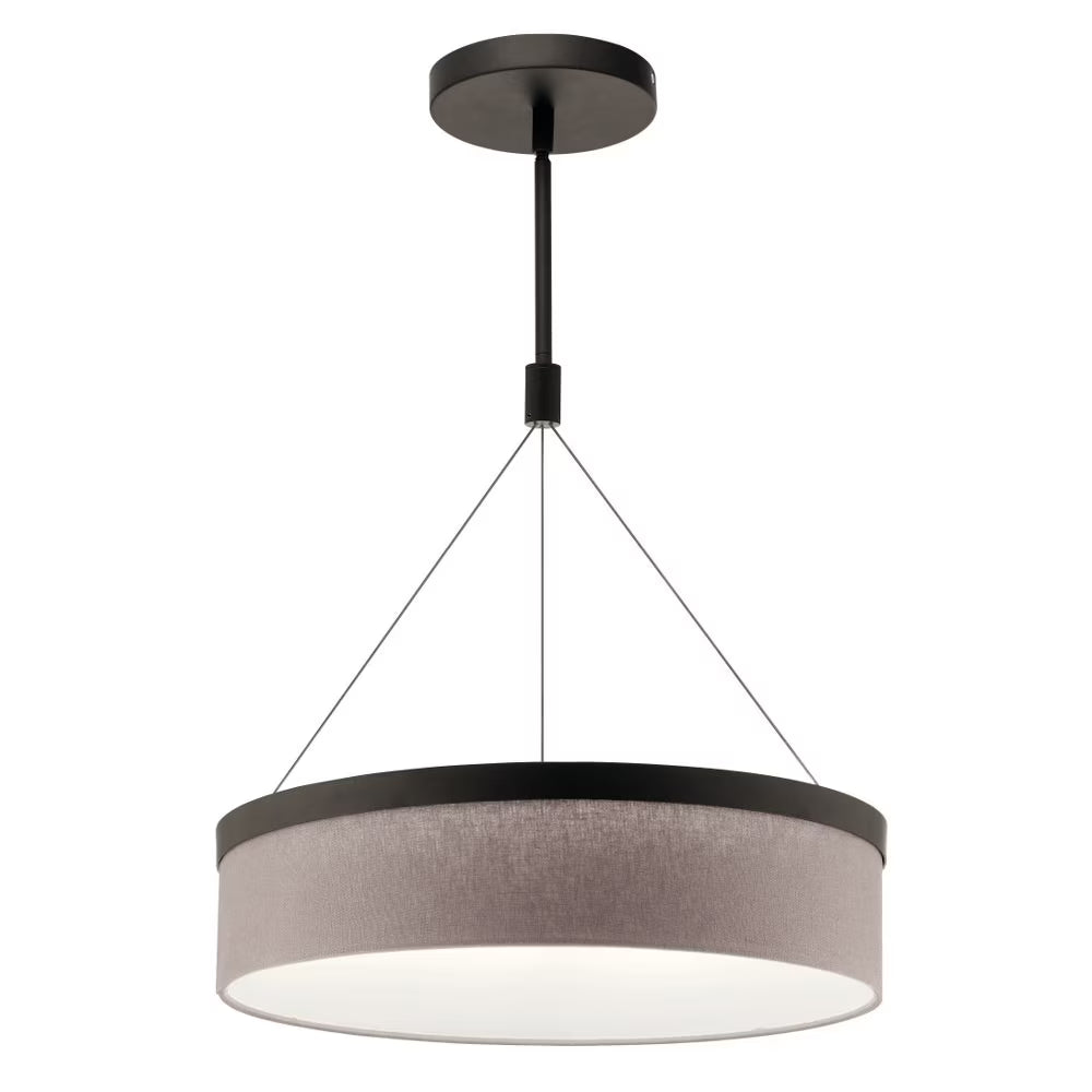 42297SNLED-Kichler Lighting-Mercel - Pendant 3 Light White Linen Fabric - with Transitional inspirations - 18.5 inches tall by 18.5 inches wide-Satin