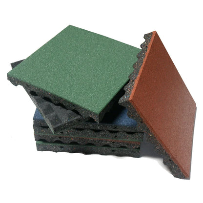 Rubber-Cal "Eco-Safety" Interlocking Playground Tiles - 2.50 x 19.5 x 19.5 inch - One Tile - 2.77 Square Feet Coverage - Blue