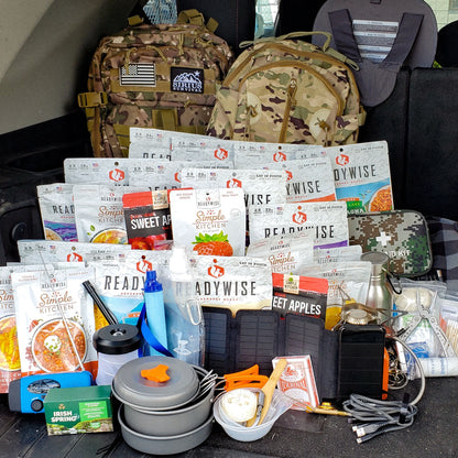 Family Comfort 72 Emergency Survival Kit/Backpack - 72 Hour for 2 People - Disaster Preparedness - Delicious ReadyWise Food, Gear, Lighting, First Aid, Tools & More - Camo