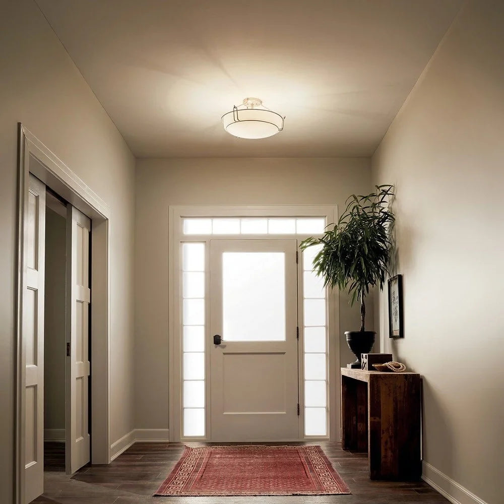 44085NI-Kichler Lighting-Alkire - 3 light Semi-Flush Mount - with Transitional inspirations - 9.25 inches tall by 16.5 inches wide-Brushed Nickel