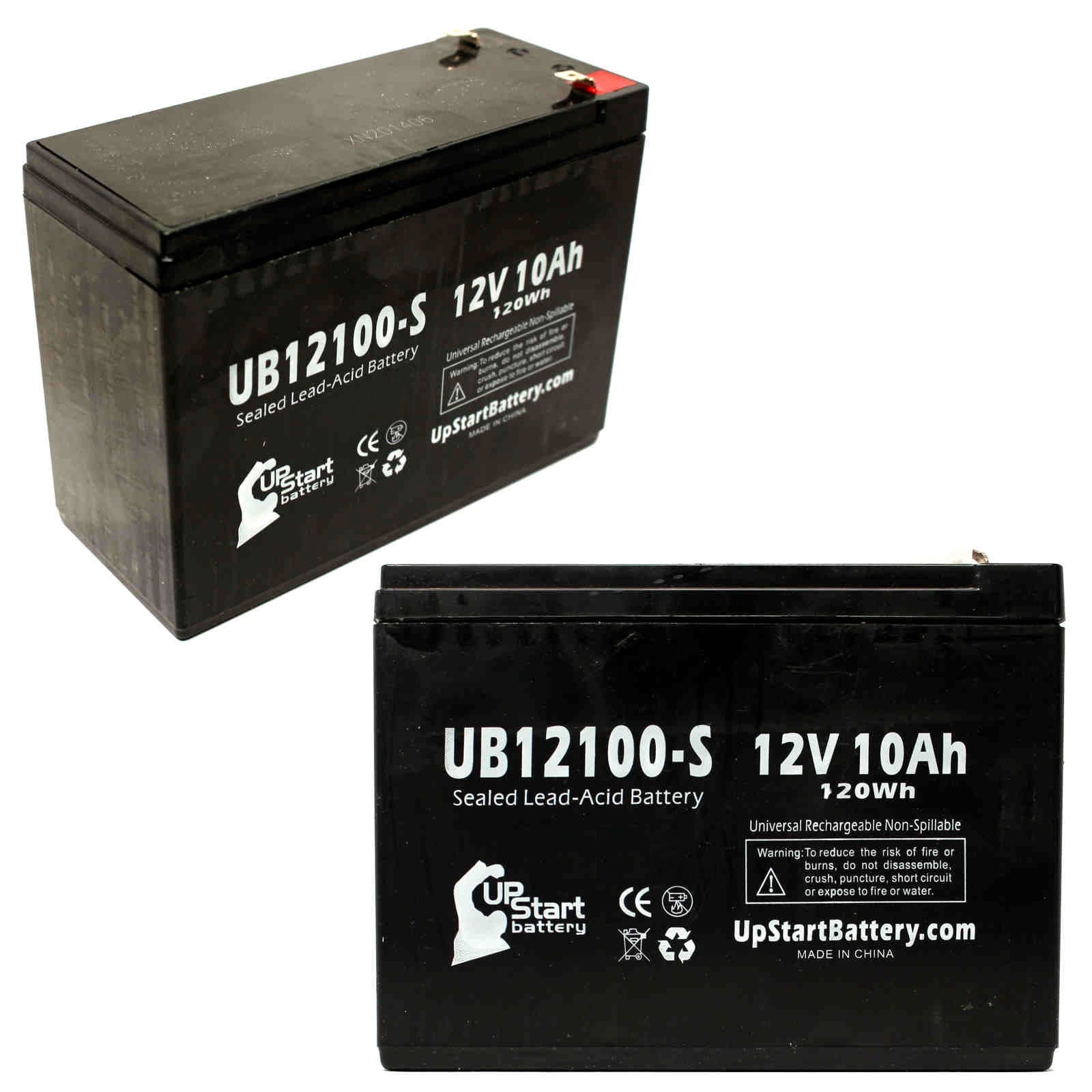 2 Pack 12V 10Ah Battery Replacement for Neuton Mowers CE5 Lawn Mower, Razor E300, MX350 Scooter - UB12100-S Sealed Lead Acid Battery (AGM, SLA)