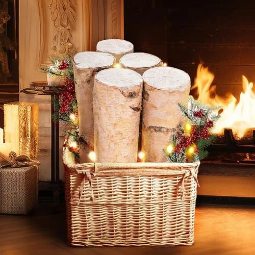Large Birch Logs Fireplace Decor Birch Wood for Decorative DIY Crafts Natural Logs Gas Fireplace Log Fire Wood Logs for Decor Christmas 3.1-4 in Dia (Set of 5)