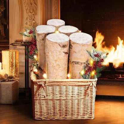 Large Birch Logs Fireplace Decor Birch Wood for Decorative DIY Crafts Natural Logs Gas Fireplace Log Fire Wood Logs for Decor Christmas 3.1-4 in Dia (Set of 5)