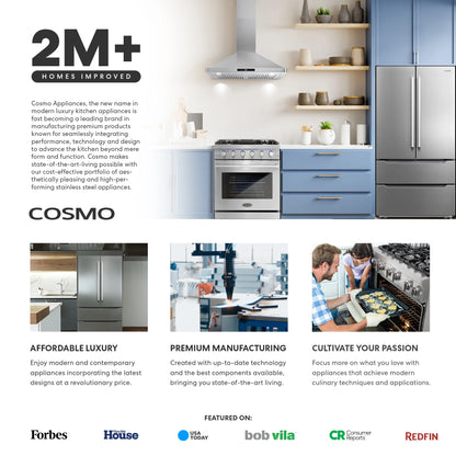 Cosmo 30 in. Ducted Range Hood in Stainless Steel with Touch Controls, LED Lighting and Permanent Filters