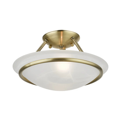 Livex Lighting Newburgh Black/White Stainless Steel/Alabaster Glass Ceiling Mount