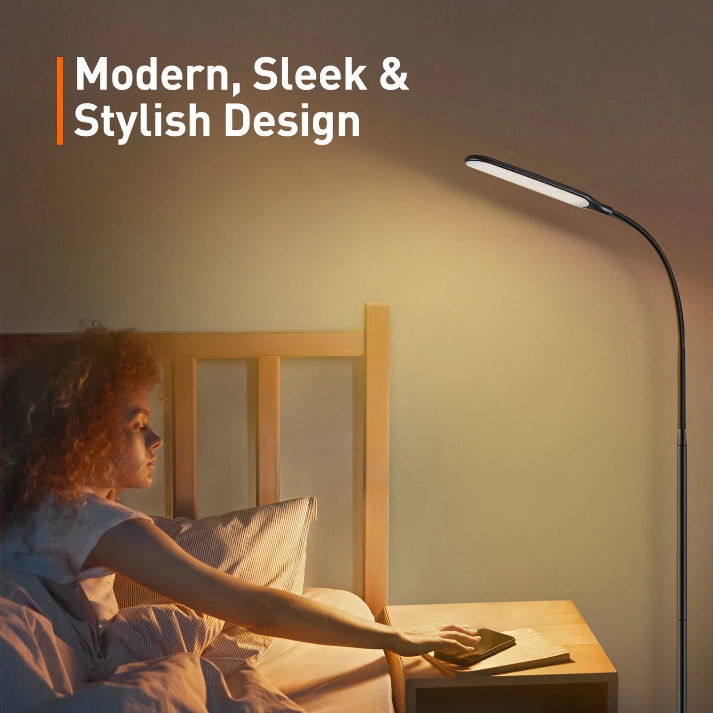TaoTronics LED Floor Lamp, 4 Brightness Levels & 4 Colors Dimmable Floor Lamp Modern Standing Light Adjustable Gooseneck Task Lighting for Reading Living Room Bedroom Office Piano