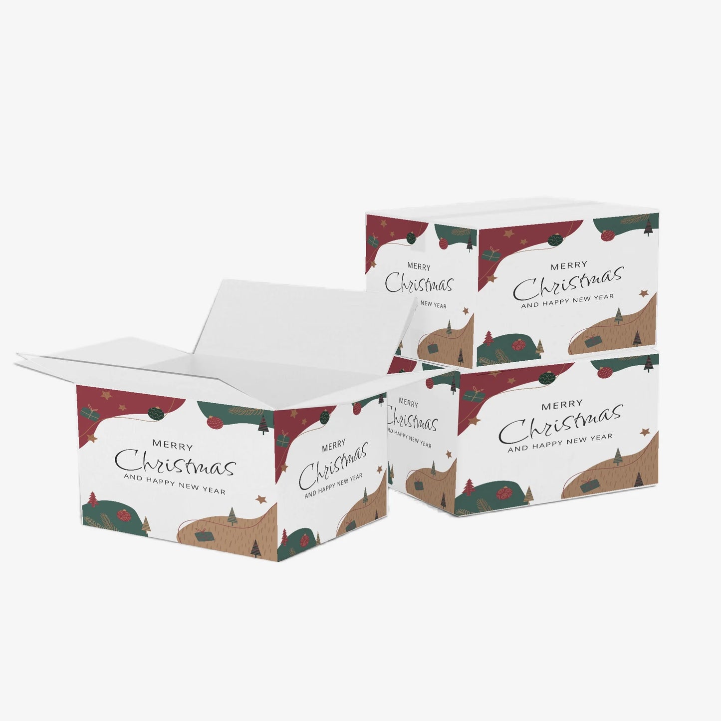 Ucanpack Christmas Boxes 12x12x3 inch - 50 Pack Abstract Xmas Printed Christmas Box Bulk - Holiday Shipping Box Made in USA Christmas Packaging Small Business