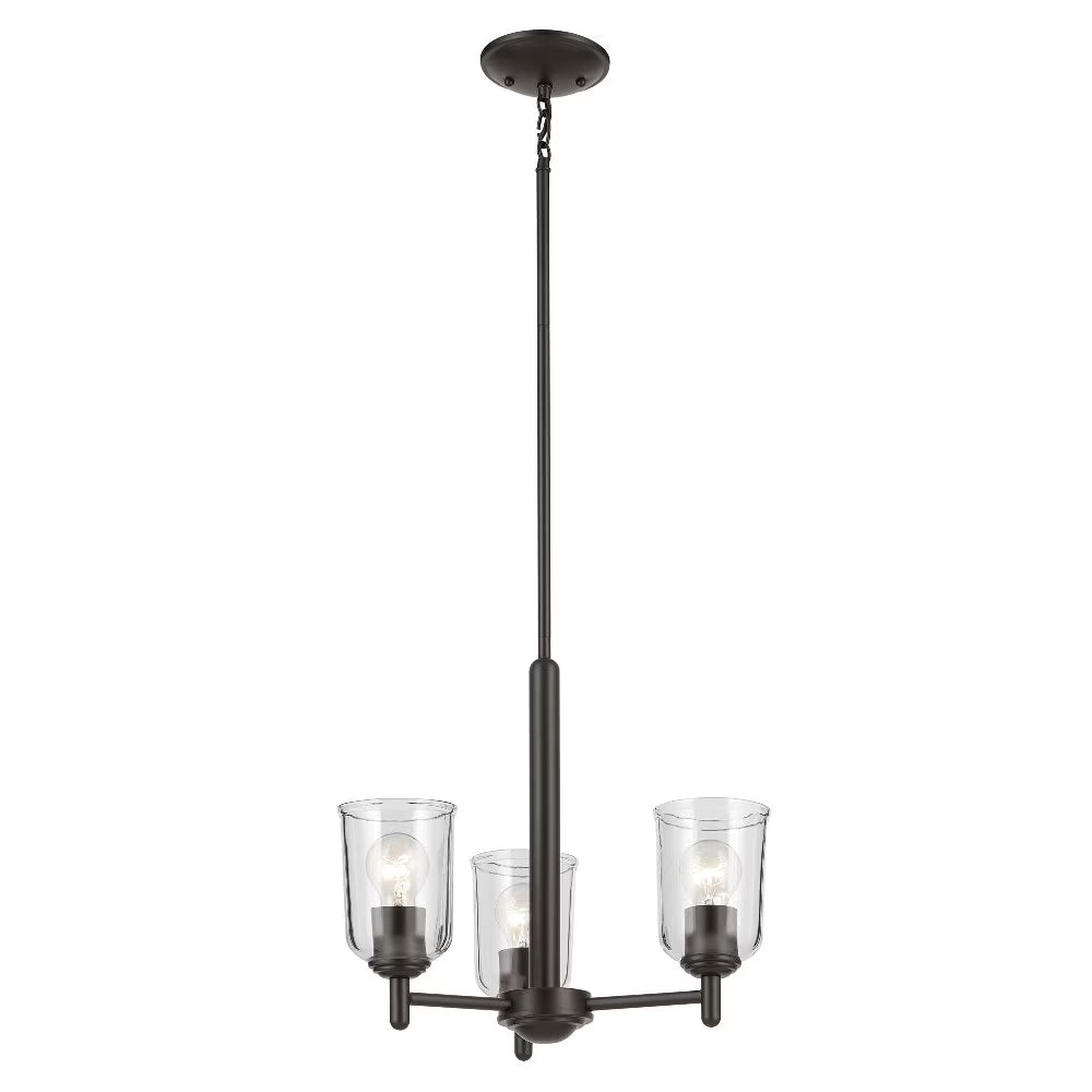 43670BK-Kichler Lighting-Shailene - 3 light Mini Chandelier - 17.5 inches wide-Black Finish -Traditional Installation