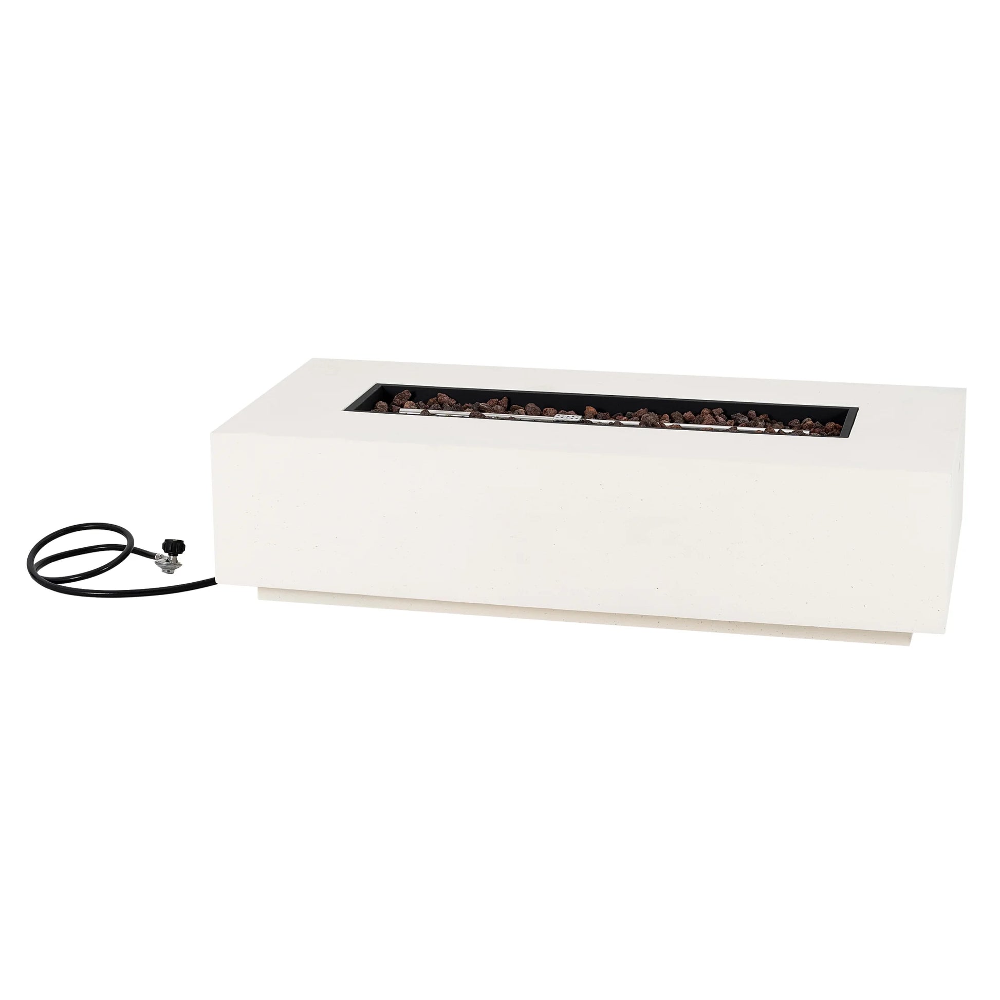 Christopher Knight Home Modern Outdoor 56" Rectangular Propane Fire Pit, 50,000 BTU, White MGO, (No Tank Cover)