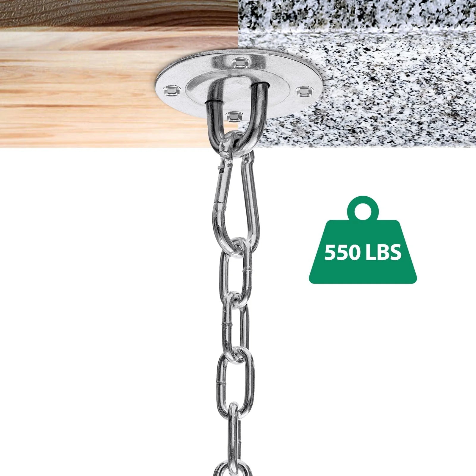 Garpans Hammock Chair Mounting Hardware Hanging Kit Ceiling Suspension Hammock Hook Kit Heavy Duty for Indoor Outdoor Yoga Gym Swing Chair Max 550 Lbs