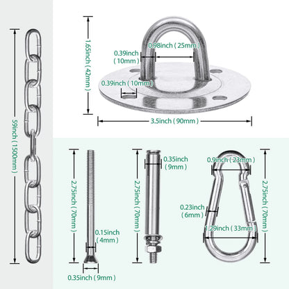 Garpans Hammock Chair Mounting Hardware Hanging Kit Ceiling Suspension Hammock Hook Kit Heavy Duty for Indoor Outdoor Yoga Gym Swing Chair Max 550 Lbs