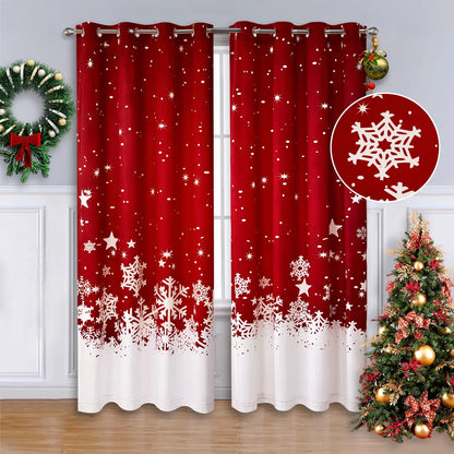 CAROMIO Christmas Curtains for Living Room, Red Velvet Window Curtains 2 Panels Set Room Darkening Curtains, 52 x 63 inches